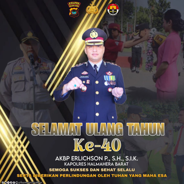 Kapolres Halmahera Barat, AKBP. Erlichson P., S.H., S.I.K, Rayakan Ulang Tahun ke-40 dengan Penuh Semangat