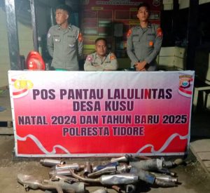 Ciptakan Ketertiban, Masyarakat Desa Kusu Apresias Pos Portal Kusu, Polsek Oba Utara Tertibkan Pengendara dengan Knalpot Racing